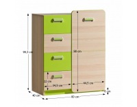 Dvojdielna komoda Ego L6 - jaseň / zelená