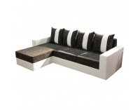 Rohová sedačka s rozkladom a úložným priestorom Tobias L/P - biela / tmavosivá