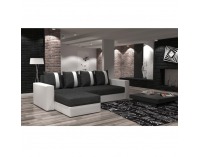 Rohová sedačka s rozkladom a úložným priestorom Tobias L/P - biela / tmavosivá