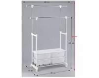 Pojazdný stojan na šaty Alina - biela / chróm