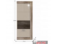 Vitrína na stenu Gatik 111 - dub antický / béžový vysoký lesk