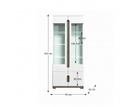 Vitrína s osvetlením Lorien LS 2 - san remo / biela / biely vysoký lesk
