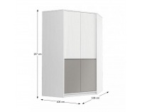 Rohová šatníková skriňa Manti N2D - sosna Andersen / congo sivá