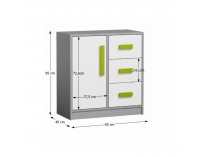 Komoda Piere P07 - sivá / biela / zelená
