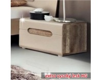 Nočný stolík Triztan - dub antický / béžový vysoký lesk