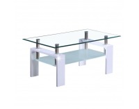 Konferenčný stolík Libor CT1020 New - biely vysoký lesk / číre sklo