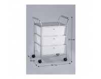 Regál na kolieskach Anile 3 - mliečna / chróm