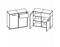 Dvojdverová komoda Beria 2D-1S - grey / maracaibo