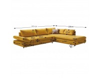 Rohová sedačka s rozkladom a úložným priestorom Sylt L/P - horčicová