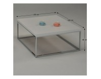 Konferenčný stolík Natanel - biely vysoký lesk / chróm