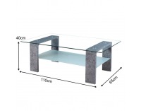 Sklenený konferenčný stolík Belton - betón / sklo