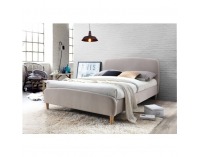 Čalúnená manželská posteľ s roštom Rupa 180 - béžová / dub