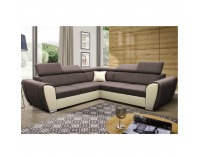 Rohová sedačka s rozkladom a úložným priestorom Bovie L - hnedá / béžová