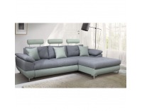 Rohová sedačka s rozkladom a úložným priestorom Tvins P - sivá / mentolová