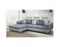 Rohová sedačka s rozkladom a úložným priestorom Tvins L - sivá / mentolová