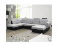 Rohová sedačka U s rozkladom a úložným priestorom Amoti L - čierna / sivá