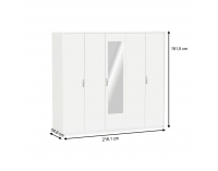 Šatníková skriňa so zrkadlom Ambian 5D - biela