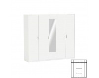 Šatníková skriňa so zrkadlom Ambian 5D - biela