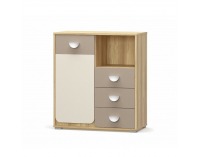 Komoda Lotty 1D3S - dub jačmenný / champagne / cappuccino