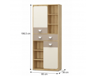 Regál Lotty 2D1S/80 - dub jačmenný / champagne / cappuccino