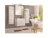 Kúpeľňová skrinka na stenu so zrkadlom Mason WH 14 - biela / biely vysoký lesk