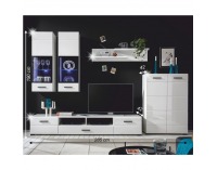 Obývacia stena s osvetlením Araska - biely vysoký lesk