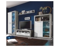 Obývacia izba s osvetlením Slone - biely lesk / sivý betón