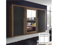 Šatníková skriňa so zrkadlom Asmar 2D - dub tmavý / dub čierny
