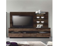 TV stolík s panelom a osvetlením Barbo Typ 9 - dub tmavý / čierna