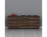 Trojdverová komoda Barbo Typ 5 - dub tmavý / čierna