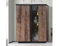 Vitrína s osvetlením Barbo Typ 6 - dub tmavý / čierna