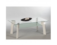 Sklenený konferenčný stolík Adelo - biely vysoký lesk / sklo