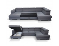 Rohová sedačka U s rozkladom a úložným priestorom Cedar P - sivá