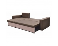 Rohová sedačka s rozkladom a úložným priestorom Ivonne L - hnedá / béžová