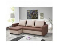 Rohová sedačka s rozkladom a úložným priestorom Ivonne L - hnedá / béžová