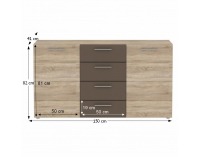 Dvojdverová komoda Chamion 26 - dub sonoma / kakao