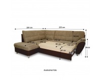 Rohová sedačka s rozkladom Omega L - hnedosivá