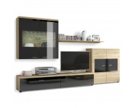 Obývacia stena Kanab - dub sonoma / čierny lesk