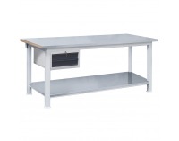 Pracovný stôl s plechovou policou a zásuvkami 3T/P12/POC179 - svetlosivá / grafit