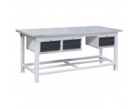 Pracovný stôl s plechovou policou a zásuvkami 3T/P12P12P12 - svetlosivá / grafit
