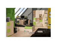 Rohová šatníková skriňa Ego L14 - jaseň / zelená