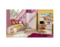 Rohová šatníková skriňa Ego L14 - jaseň / zelená