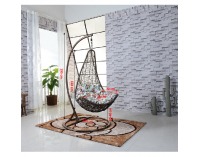 Závesné hojdacie kreslo Dorina - hnedá / vzor kvety