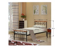 Kovová jednolôžková posteľ s roštom Morena 90 - čierny kov / čerešňa