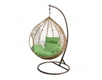 Závesné hojdacie kreslo Noela - hnedá / béžová / zelená