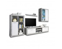 Obývacia stena s osvetlením Klark - biela / betón