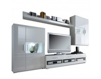 Obývacia stena Light - biely vysoký lesk