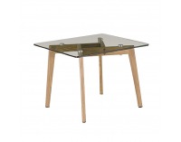 Sklenený konferenčný stolík Pedrek Typ 1 - priehľadná / buk