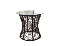 Sklenený príručný stolík Salmar - hnedá