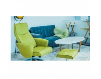 Relaxačné kreslo s podnožkou Lonato - zelená Greenery / oceľ